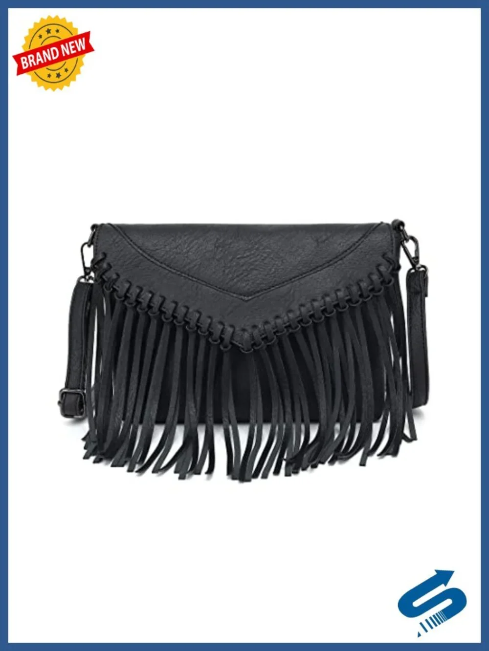 Faux Leather Fringe Crossbody Purse with Tassel, Boho Western Shoulder Bag